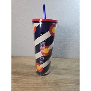 2020 Starbucks Colorado State Flag Tumbler 24 Oz With Lid And Straw